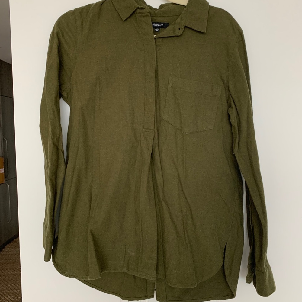 Madewell Flannel Top with Back Button Detailing S